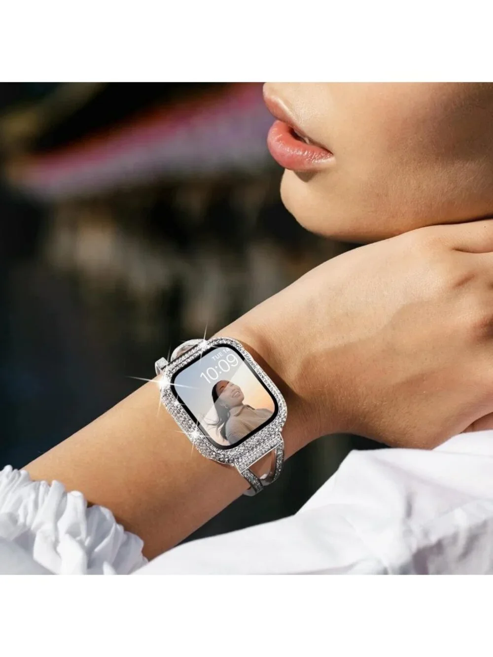 6-Pack Bling Crystal Diamond Apple Watch Case 45mm with Tempered Glass Protector